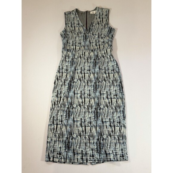 Diane Von Furstenberg DVF Blue Abstract Sheath Dress Size 10 Made in Portugal - Picture 2 of 15
